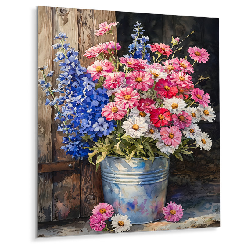 Karenda - Décoration murale en métal avec bouquets assortis, H 44 po x l 34 po