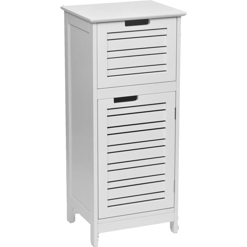 White MDF Bathroom Storage Cabinet with Vented Door and Drawer