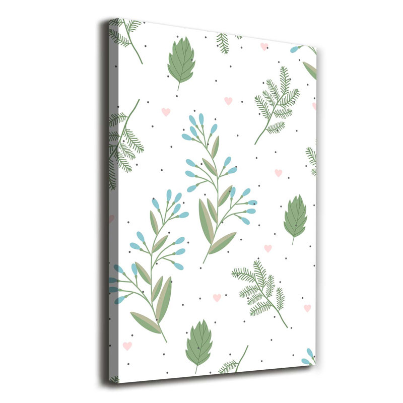 Leaves And Hearts - Wrapped Canvas Print