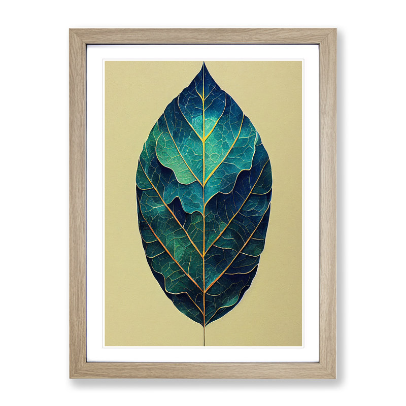 Leaf Painted - Framed Print, 64cm H x 46cm W x 2cm D, Oak