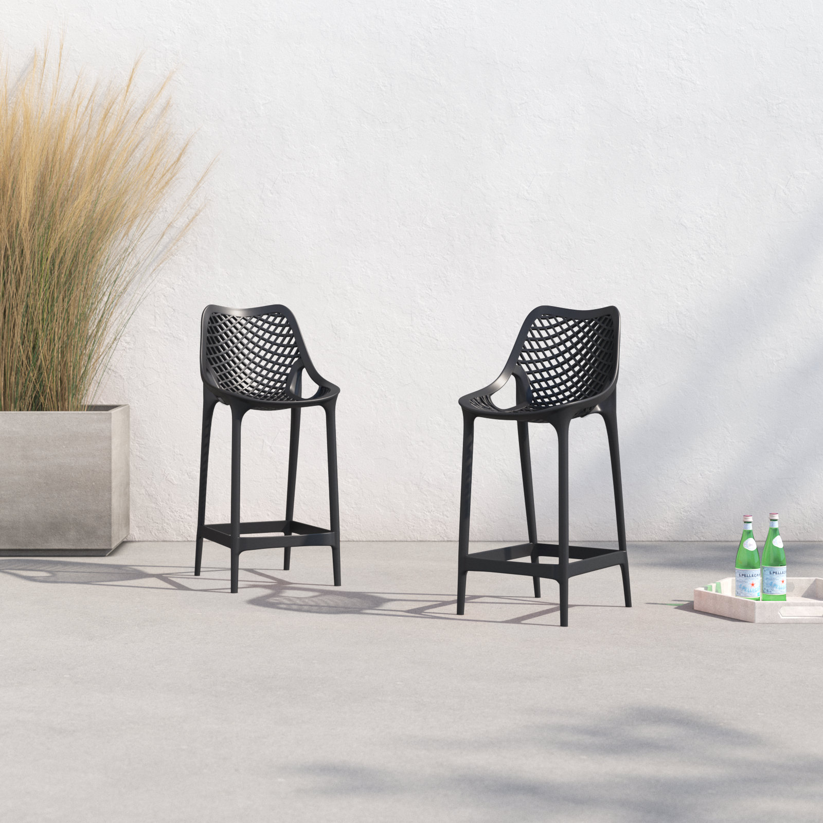 Farrah Patio Bar Stool, Black, 25.6"