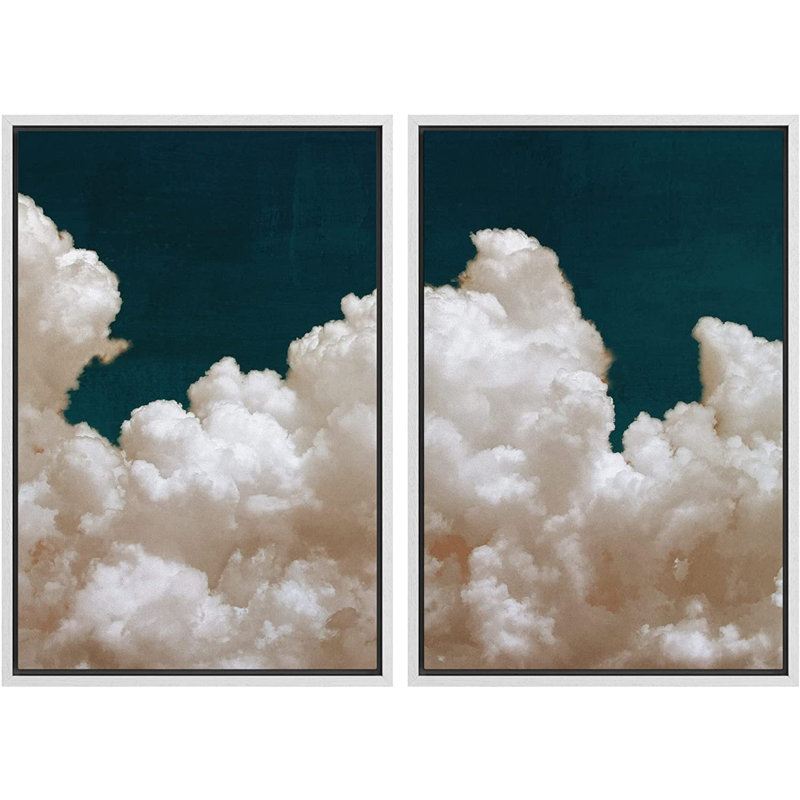 «Pastel Cloud», bleu marine, ciel, nature, art mural moderne sur toile, 2 pièces, reproduction d'art, H 24 po x l 32 po