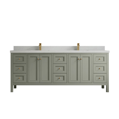 Nashville 84 In. W X 22 In. D Double Sink Bathroom Vanity In Alabaster With 2 In.