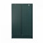 Armoire polyvalente peinte en MDF vert avec portes en verre, tiroir et rangement ouvert - pour la chambre à coucher et le salon