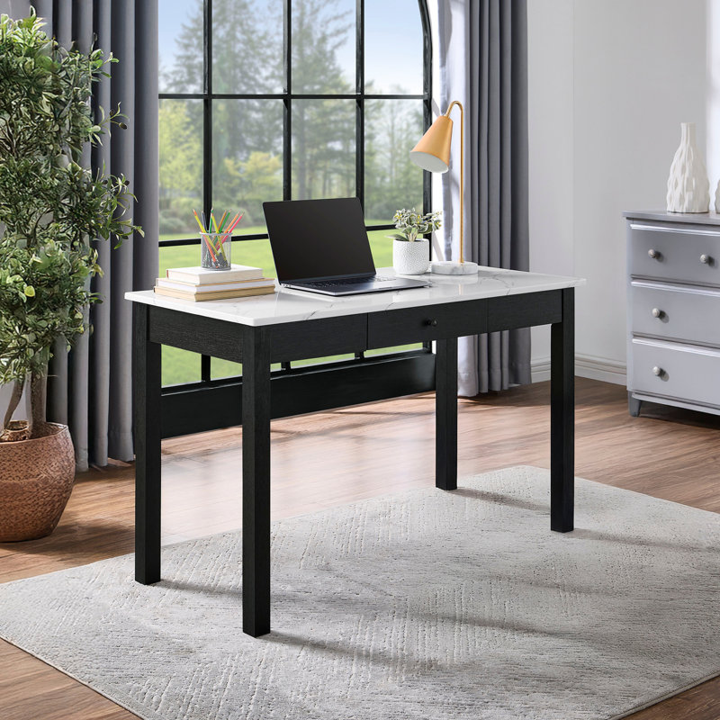 Bureau 1 pièce moderne en faux marbre blanc