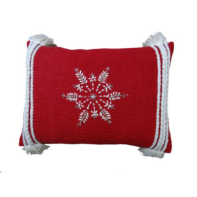 Embroidered Cotton Blend Throw Pillow