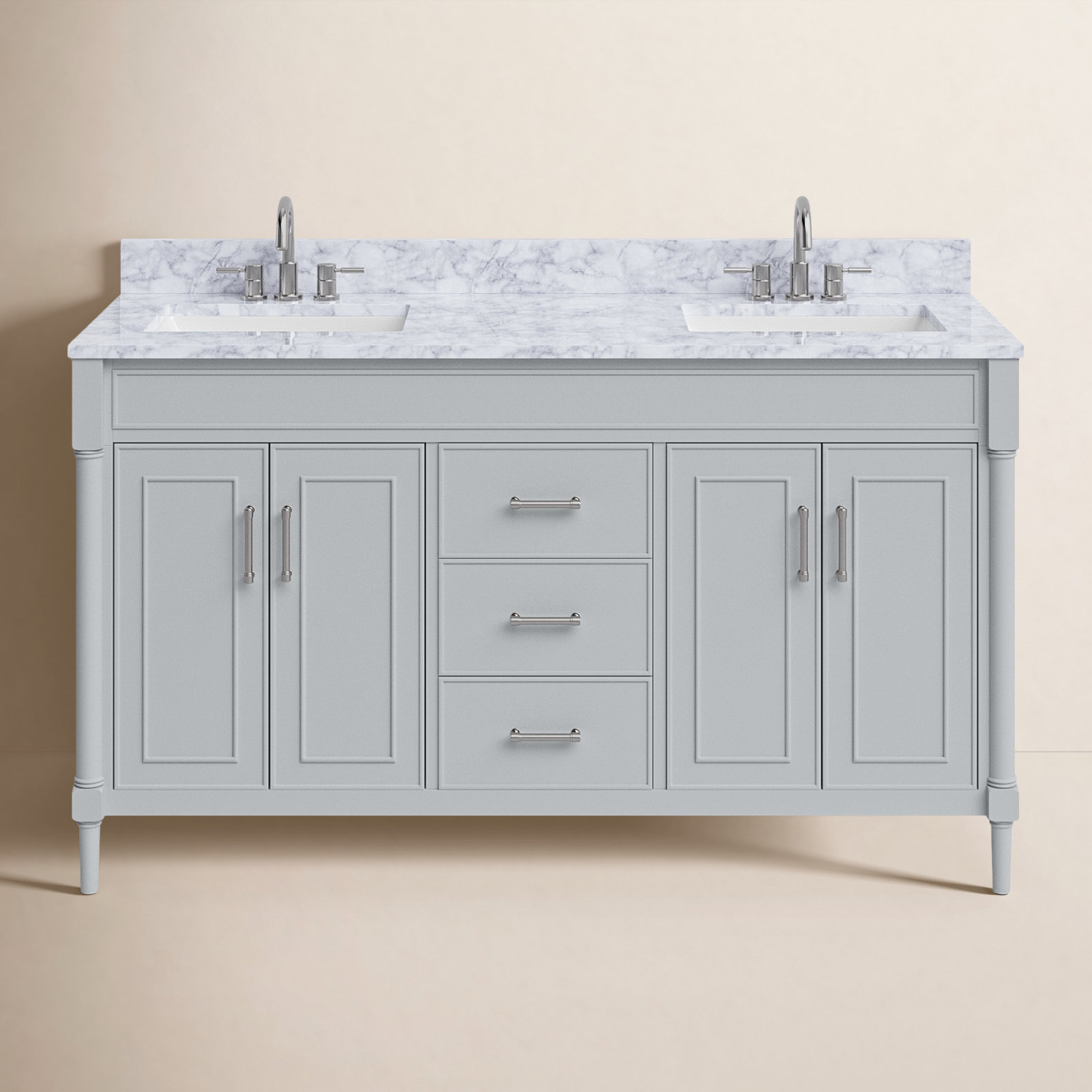 Addison 61'' Double Bathroom Vanity, Light Gray