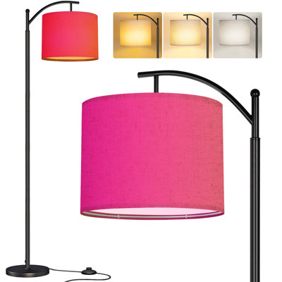  Lampe sur pied arc rose vif fuchsia néon mauve mouvement flou abstrait lumière haute moderne lampe sur pied abat-jour réglable en lin 3 températures de couleur