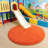 Orange Round Shag Rug Non-Slip Long-Pile Round Rug 4 ft Silk-Blend Rug Round Shag Rug Perfect for Teen Rooms Ideal for Bedrooms Great for Living Rooms Antibacterial Durable Material-555472336-555472340