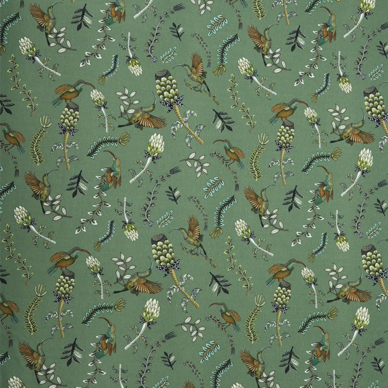 Protea Garden Linen Fabric, Delta