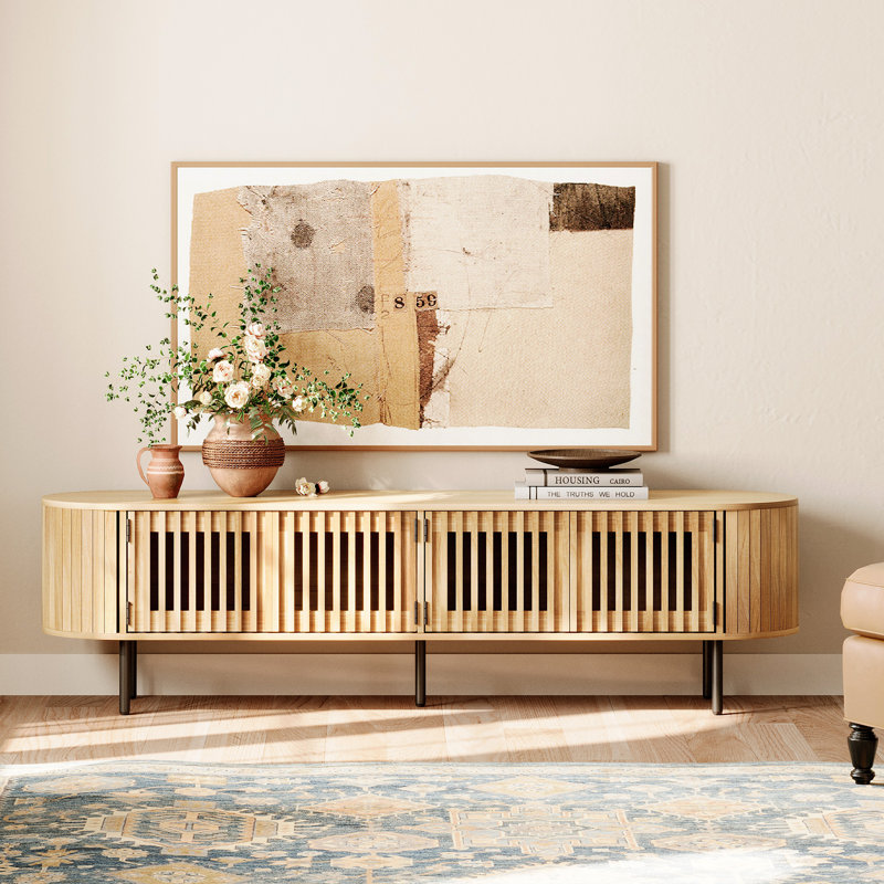 Console média moderne cannelée 70 pouces