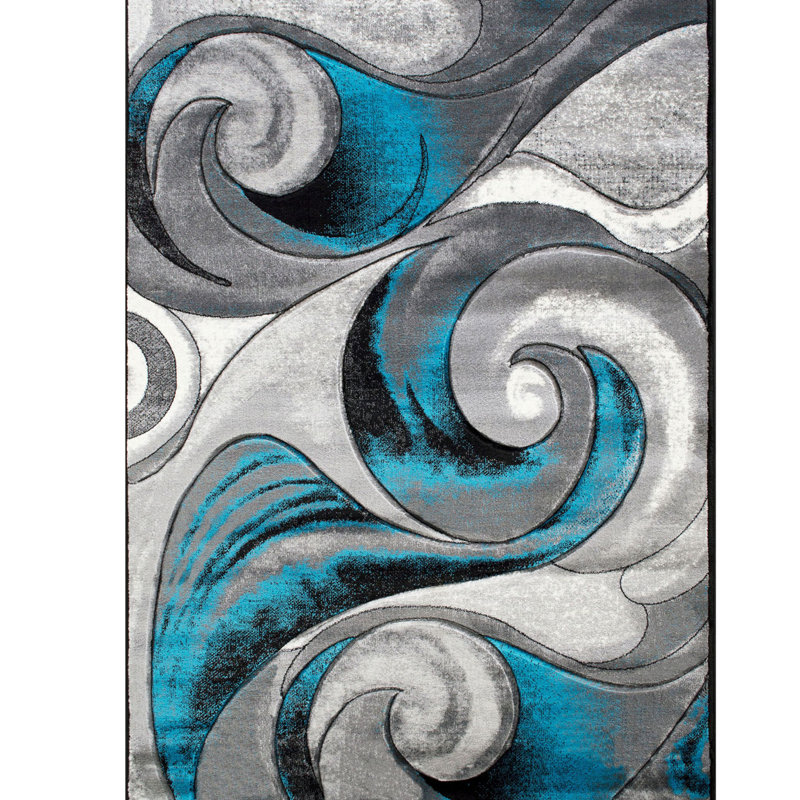 Tapis turquoise Aftan, Rectangle de 7 pi x 10 pi 5 po