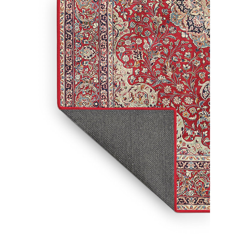 Tapis rouge/beige/gris traditionnel Raglen, Rectangle 4 pi x 6 pi