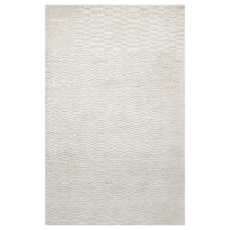 Tapis tissé à la machine crème / beige Farmhouse, Rectangle 2 pi 3 po x 3 pi 6 po