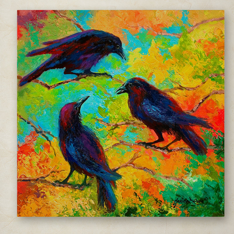 Kucera 'Crows 4' Print on Wrapped Canvas, 18" H x 18" W