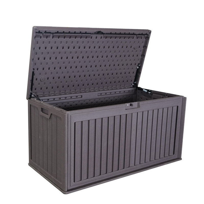 100 - Gallon Waterproof Plastic Outdoor Deck Box with Lockable Containers and Side Handles