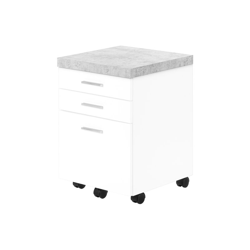 Rolling File Cabinet For Office Decoration With Options, White And Grey Cement Laminate Mobile Storage, Wheels, Laminate, Modern