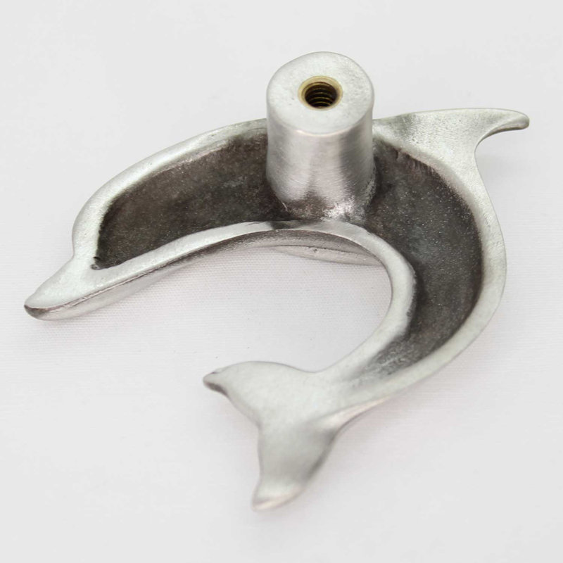 1.9" Dolphin Right Facing Small Knob, Brushed Nickel, 2.5" L x 1.9" W