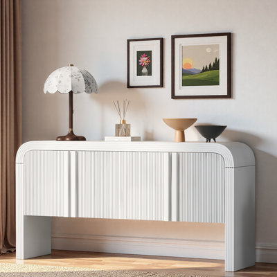 Console avec 4 portes ondulées et tablettes réglables