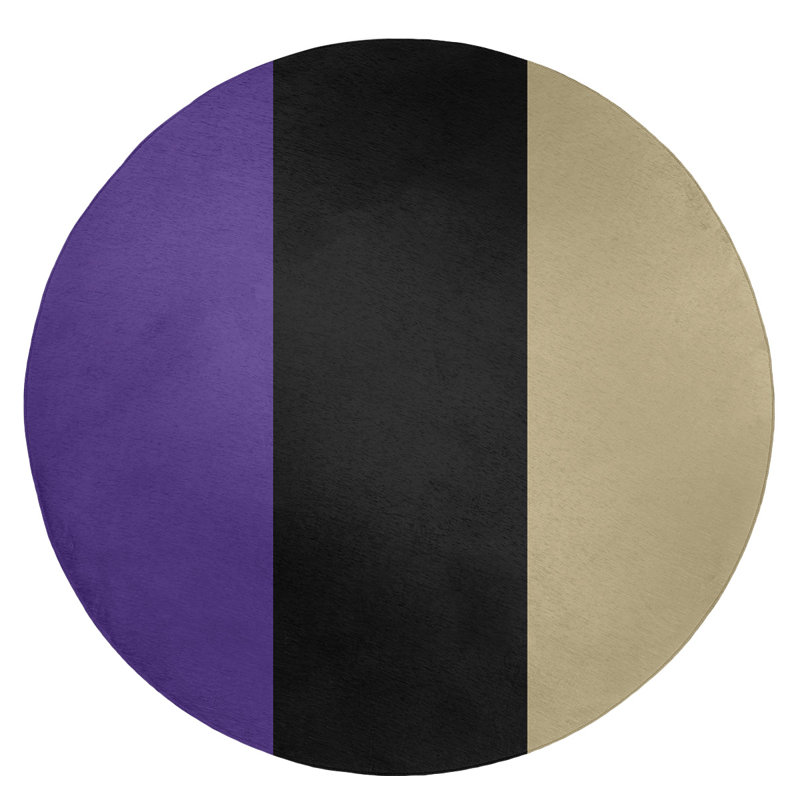 Tapis mauve/noir, Rond 5 pi