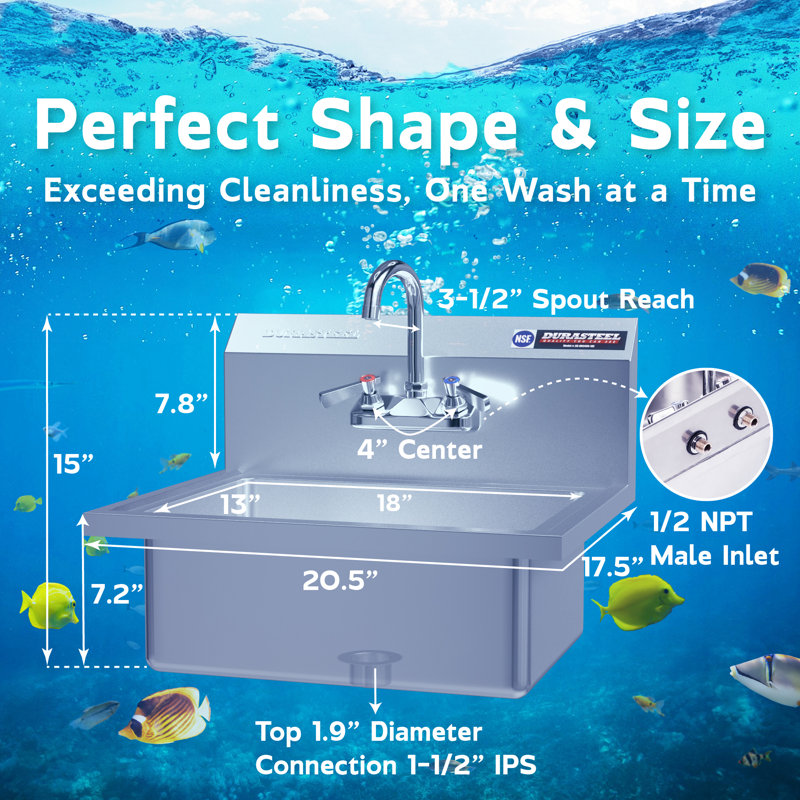 Stainless Steel Wall Mounted Handwash Station with Chrome Faucet