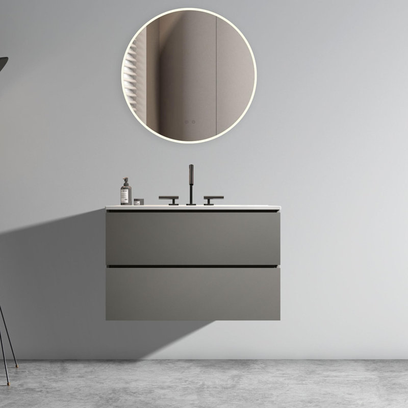Meuble-lavabo de salle de bain avec lavabo, Gris, 30"