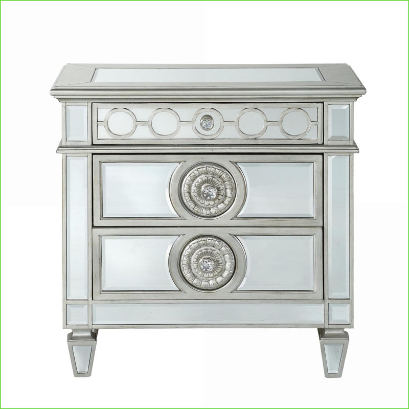 Table de chevet avec 2 tiroirs Glam, Clair