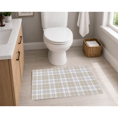 Tapis de toilette rectangulaire absorbant et antidérapant à carreaux Tartan Block
