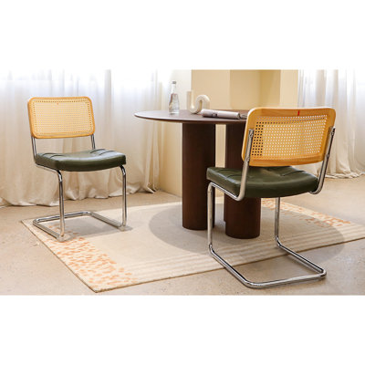 Dark Mid Century Modern Leather Upholstered Dining Chairs Of 2, Legs For Interior And Rooms Cantilever Kitchen Living Areas
