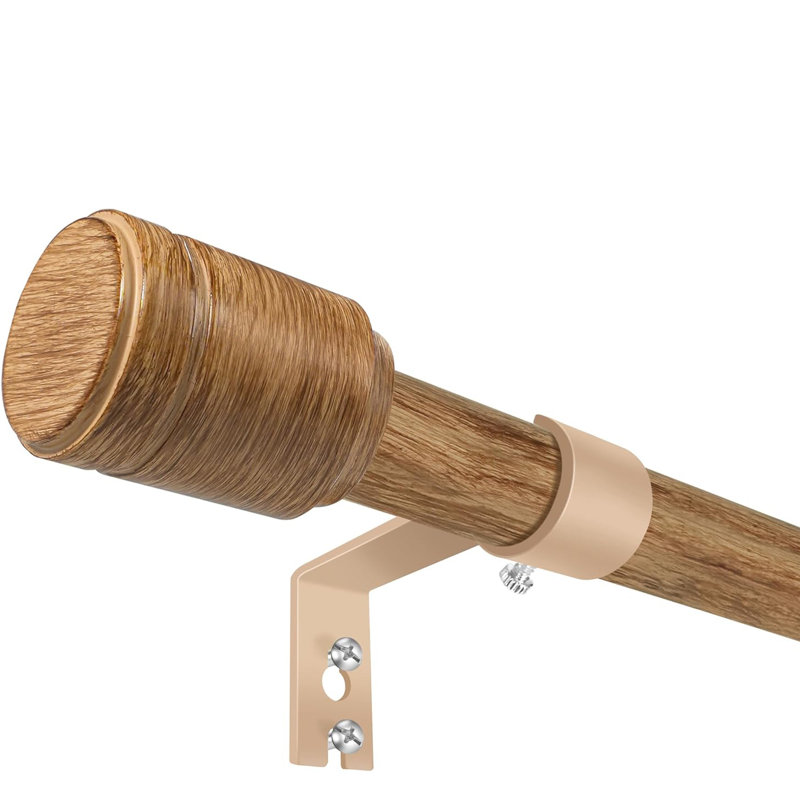 Tringle à épissure réglable 30-90 "5/8" avec supports, convient aux fenêtres 30-84 ", Grain du bois