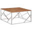 Bungalow Rose Coffee Table Silver Stainless Steel And Solid Wood Acacia-1259518147-1259518146