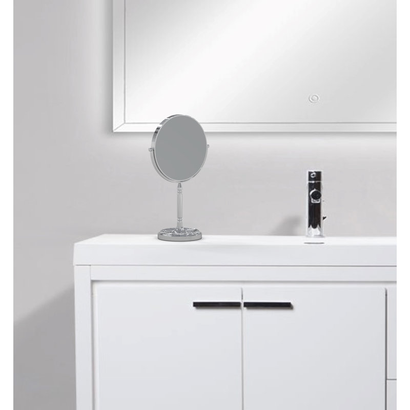 Brushed Nickel Magnifying Countertop Makeup Mirror