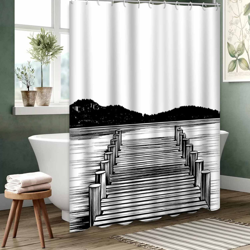 Rideau de douche noir imperméable, rideaux de douche pour la salle de bain avec 12 crochets, L 72 po x l 72 po