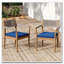 Ensemble de 4 chaises d'extérieur tressées en bois d'acacia avec coussins de style teck, corde beige et bleu marine