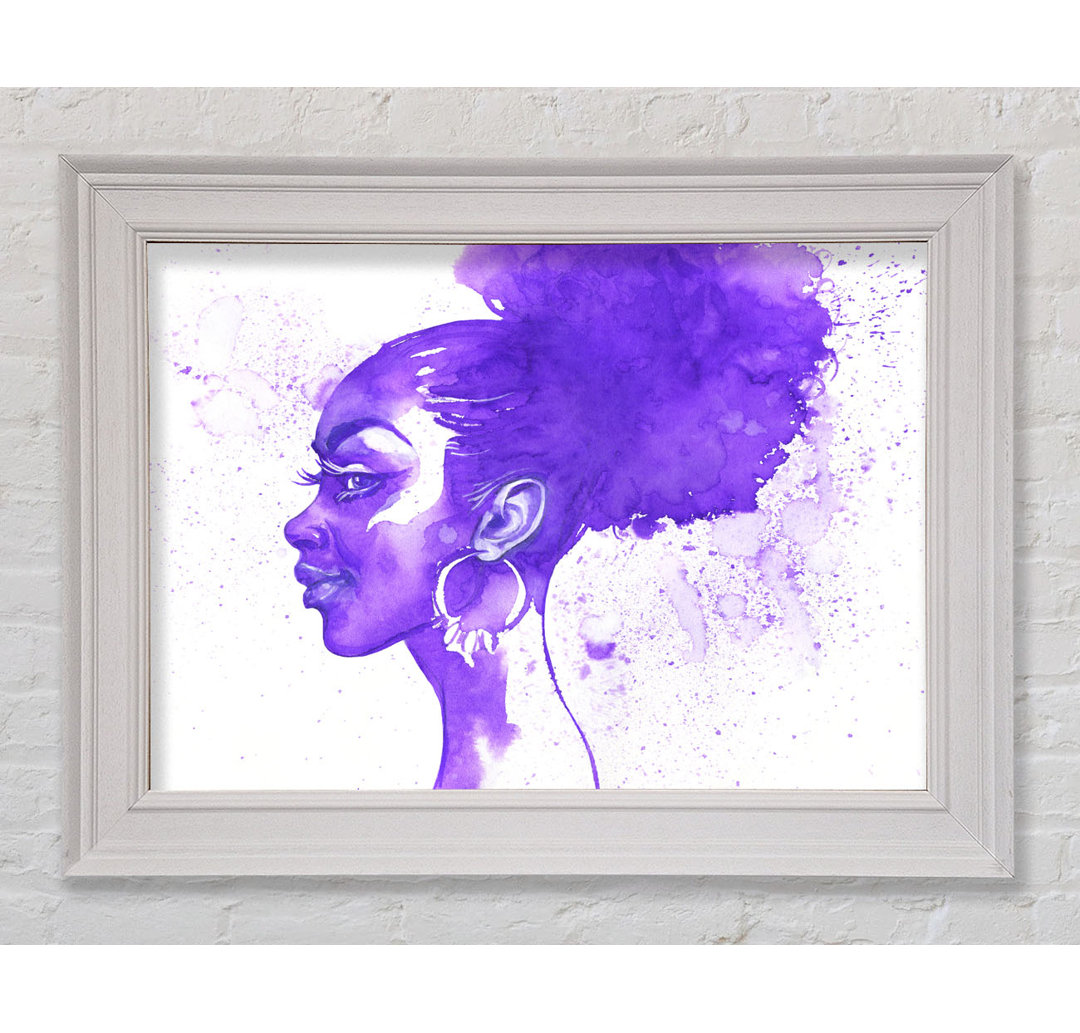 Gerahmtes Leinwandbild Purple Ink Drawing Face