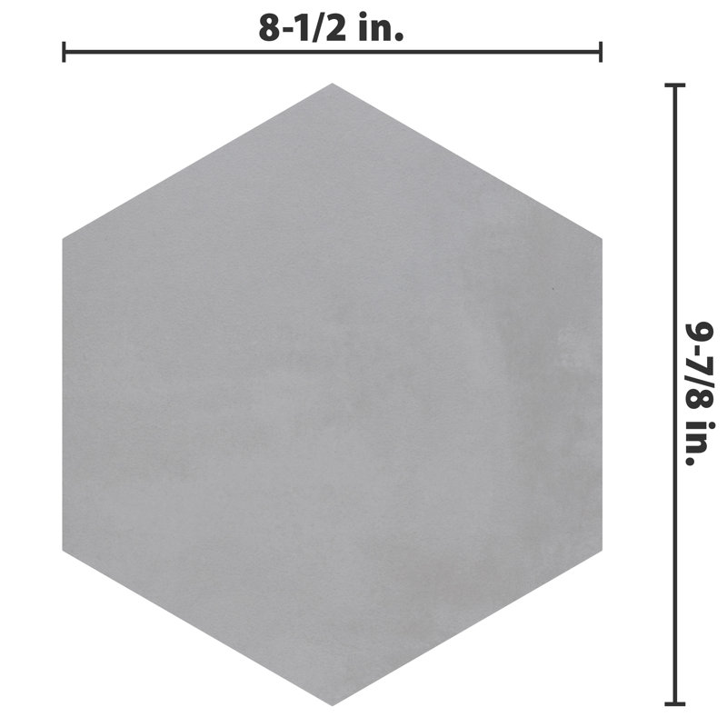 Industrial Hex 8-1/2 In. X 9-7/8 In. Porcelain Modern Look Wall & Floor Tile, White
