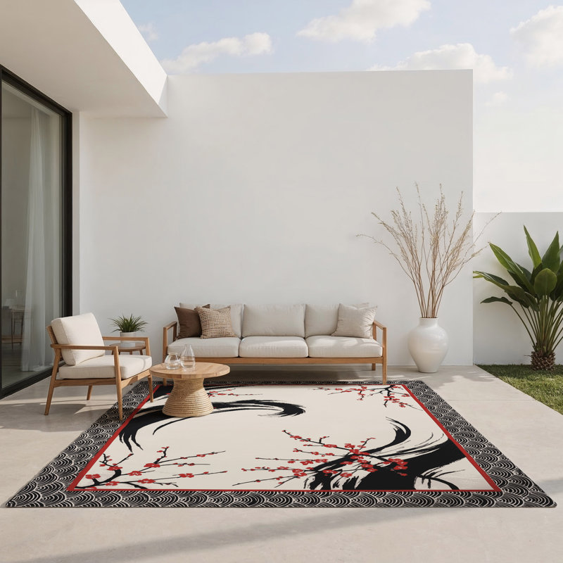 Tapis intérieur et extérieur Scarlet Strokes, Rectangle 1 pi 6 po x 2 pi 6 po