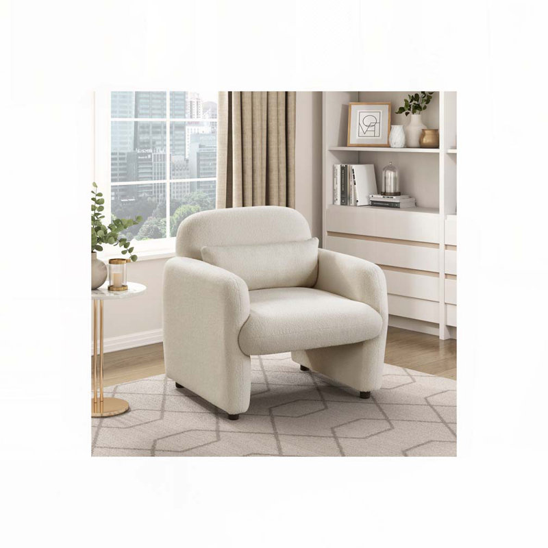 Fauteuil décoratif rembourré en tissu Boucle, Beige