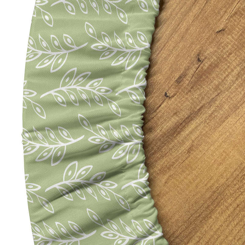 Ambesonne Muted Colors Fitted Round Tablecloth Pistachio Green White, 67.72" Round