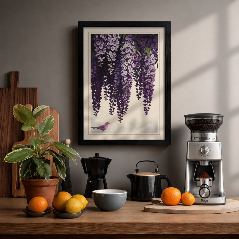 Wisteria And Song Botanical - Print, A1 - 84.1 x 59.4 cm, Black
