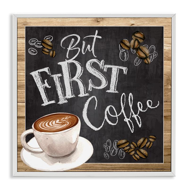 But But Coffee Typographie, tableau latte par haricot par ND Art - impression, Estampe numérique encadrée blanc bord de mer