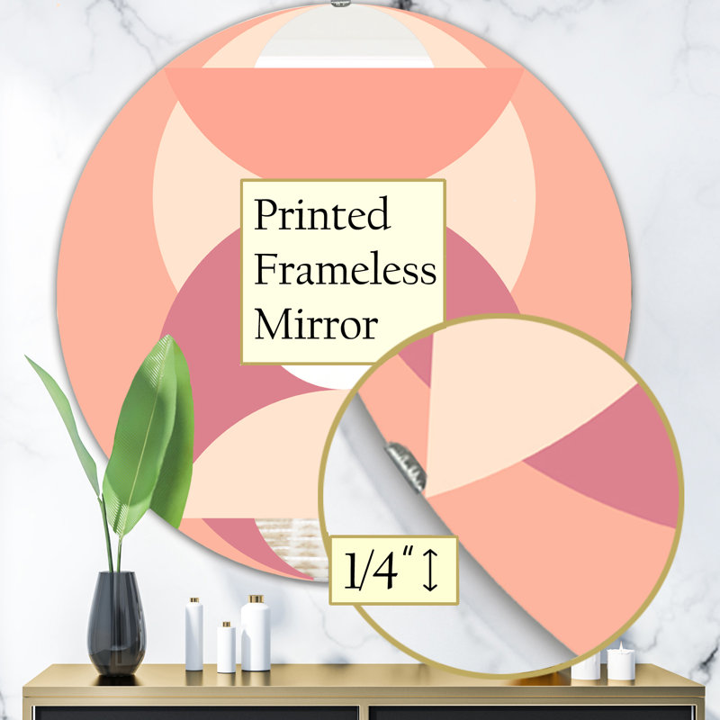 Peach Circle - Miroir Mid-Century, H 23,6 po x l 23,6 po