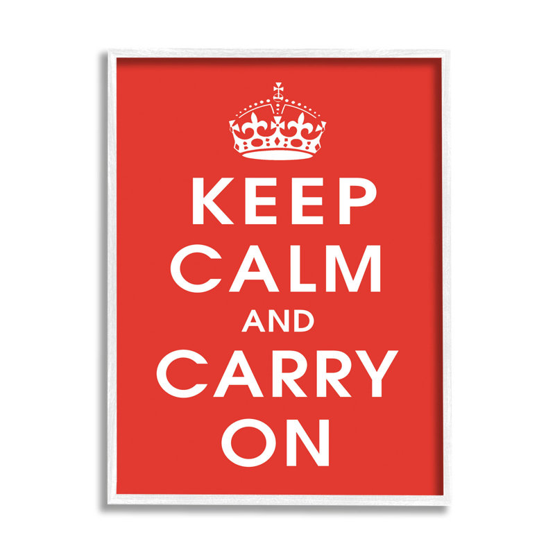 Keep Calm And Carry at-069, H 30 po x l 24 po x P 1,5 po, Giclée encadrée blanc bord de mer