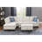 Beige L - Shaped 3 Seat With Storage , Good For Movie Marathons, Pull Down Middle Seat, Two Cup Holders, Rounded Arms, Neutral Toned Faux Leather, Foam And Spring Stuffed Cushions Piece Sectional In-1073709613