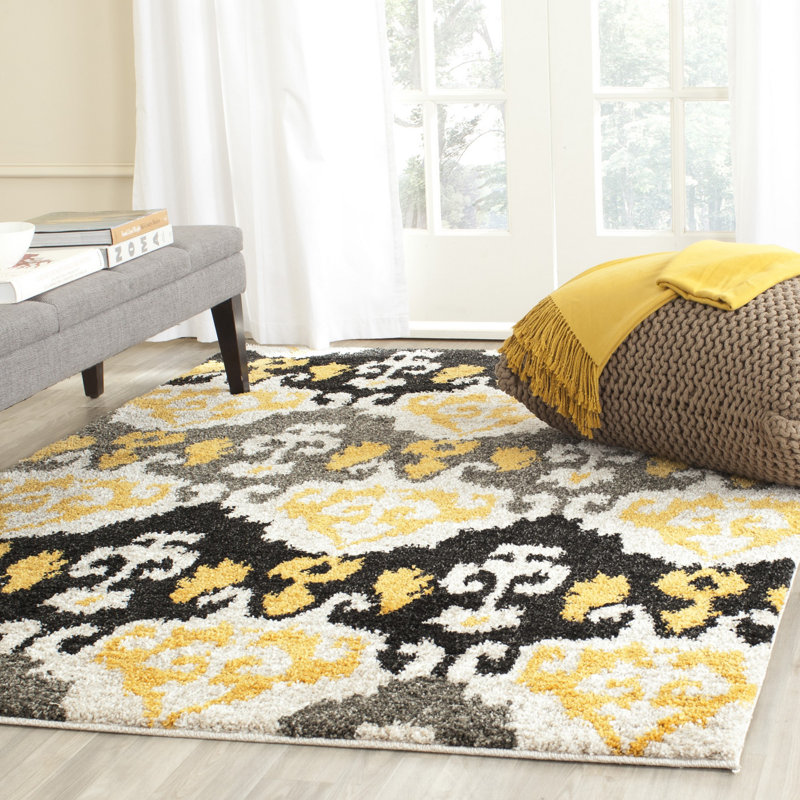 Tibetan Black/Gold/Gray Area Rug, Rectangle 5'1" x 7'6"