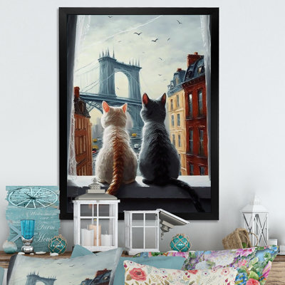 Deux chats dans la ville I - reproduction sur toile
