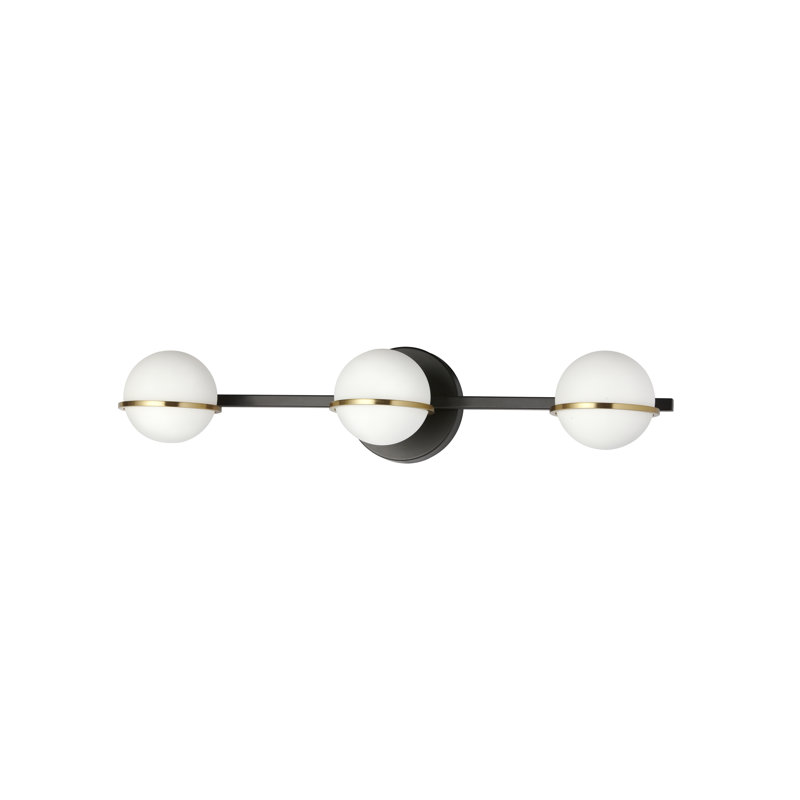 Sofia 3 Light Dimmable Bath Bar, Matte Black/Aged Brass