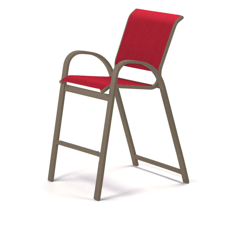 Tabouret de bar Holna, Rouge 1D Sunbrella®, Désert texturé