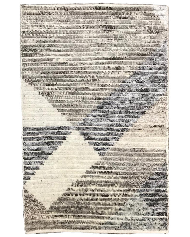Classics Hand-Knotted Wool Ivory/Cream/Black Area Rug, Rectangle 10' x 14'