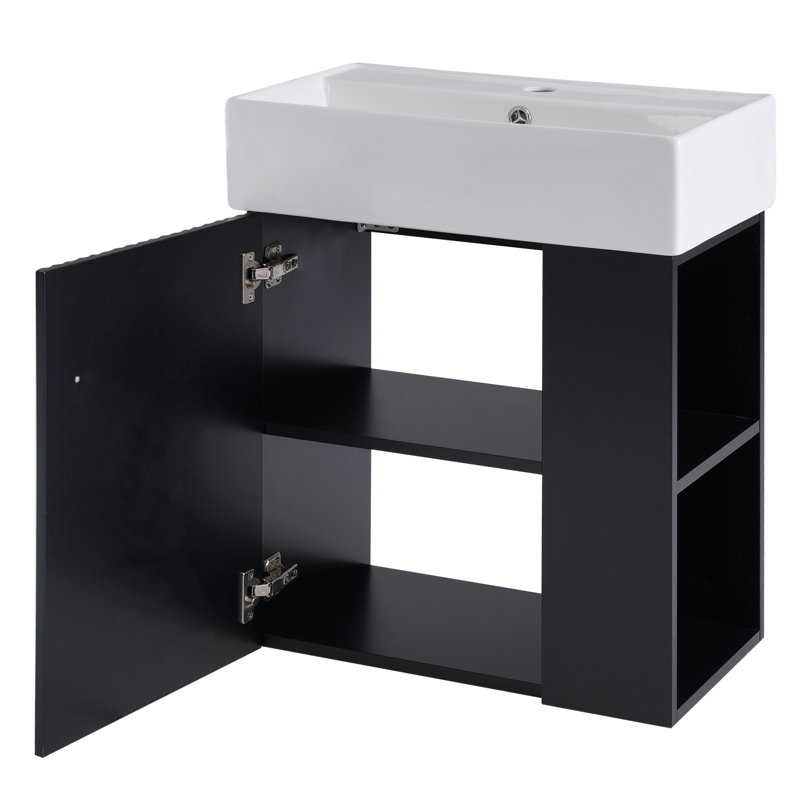Meuble-lavabo 21,6 po avec lavabo en céramique, Noir